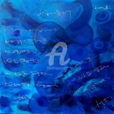 Painting titled "Circonvolutions ble…" by Pinkivioletblue, Original Artwork, Acrylic Mounted on Wood Stretcher frame