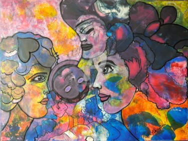 Peinture intitulée "Imagerie du subcons…" par Pinkivioletblue, Œuvre d'art originale, Acrylique Monté sur Châssis en bois