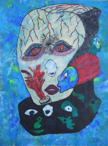 Peinture intitulée "Céphalée" par Pinkivioletblue, Œuvre d'art originale, Acrylique