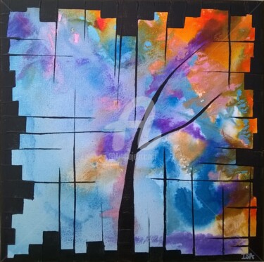 Painting titled "L'arbre mort" by Pinkivioletblue, Original Artwork, Acrylic Mounted on Wood Stretcher frame