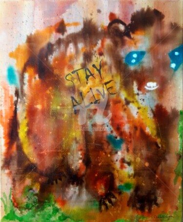 Painting titled "Stay alive" by Pinkivioletblue, Original Artwork, Acrylic Mounted on Wood Stretcher frame