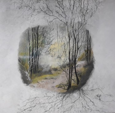 Pittura intitolato "La forêt enracinée" da Elise Pioger / Art Cire, Opera d'arte originale, Encausti