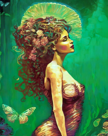 Digital Arts titled "Gaia Goddess" by Piotr Alaborski, Original Artwork, Digital Painting