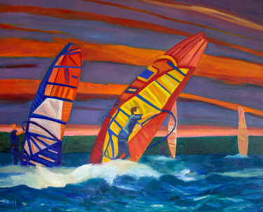 Pintura titulada "Force, wind, speed" por Piotr Kieruj, Obra de arte original, Oleo