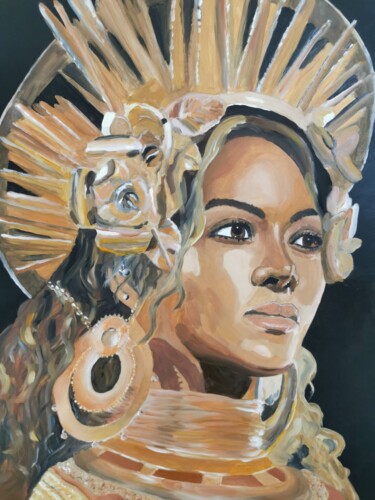 Painting titled "Beyonce" by Pistonae, Original Artwork, Oil