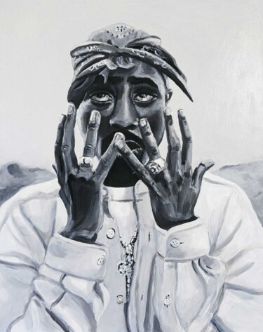 Painting titled "All Eyez On me" by Pistonae, Original Artwork, Oil