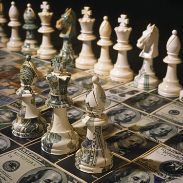 数字艺术 标题为“Money Chess” 由Pixinxt, 原创艺术品, AI生成的图像