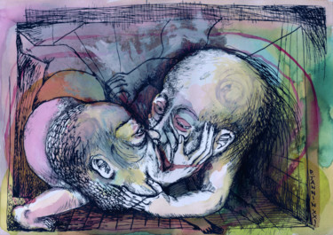"Kiss me" başlıklı Resim Patrick Jannin tarafından, Orijinal sanat, Mürekkep