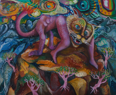 Peinture intitulée "Hic Sunt Leones (La…" par Patrick Jannin, Œuvre d'art originale, Acrylique