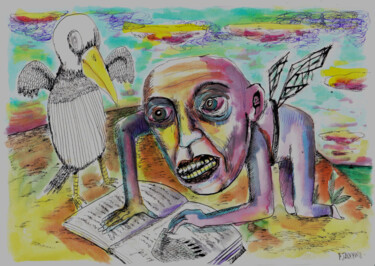 Dibujo titulada "Pégase" por Patrick Jannin, Obra de arte original, Tinta