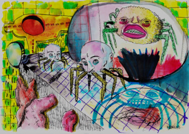 Disegno intitolato "Rêve d'insectes" da Patrick Jannin, Opera d'arte originale, Inchiostro