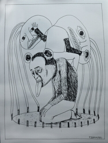 图画 标题为“La cage” 由Patrick Jannin, 原创艺术品, 墨