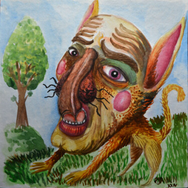 图画 标题为“Jeune chien” 由Patrick Jannin, 原创艺术品, 水彩