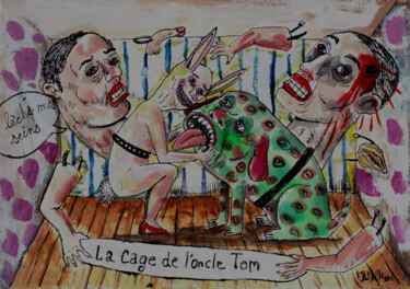 Drawing titled "La cage de l'oncle…" by Patrick Jannin, Original Artwork, Ink