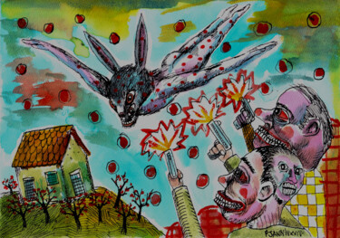 Dibujo titulada "Ostie, les hostiles…" por Patrick Jannin, Obra de arte original, Tinta