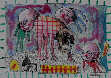 Rysunek zatytułowany „À saute-mouton mort” autorstwa Patrick Jannin, Oryginalna praca, Atrament
