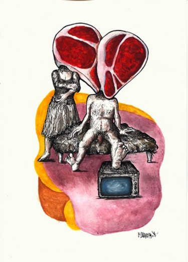 Drawing titled "Do you love meat (l…" by Patrick Jannin, Original Artwork