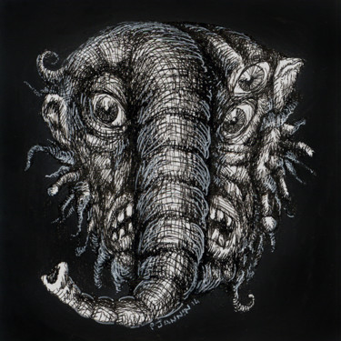 Zeichnungen mit dem Titel "Elephant" von Patrick Jannin, Original-Kunstwerk, Andere