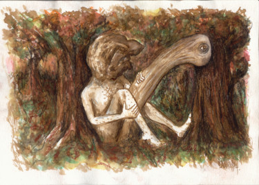 Desenho intitulada "L'appel de la forêt" por Patrick Jannin, Obras de arte originais, Outro