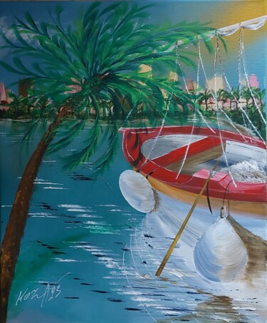 Malerei mit dem Titel "Pointu de provence" von Pascal Koza, Original-Kunstwerk, Acryl Auf Keilrahmen aus Holz montiert