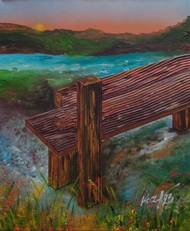 Peinture intitulée "Le Banc" par Pascal Koza, Œuvre d'art originale, Acrylique Monté sur Châssis en bois