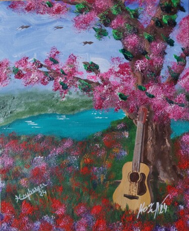 제목이 "Musique"인 미술작품 Pascal Koza로, 원작, 아크릴 나무 들것 프레임에 장착됨