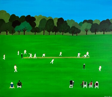 Schilderij getiteld "Sunday Cricket" door Peter Kruger, Origineel Kunstwerk, Acryl