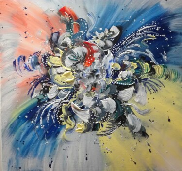 Картина под названием "FIREWORKS OF FLOWER…" - Plakhotnyk Nataliia, Подлинное произведение искусства, Акрил