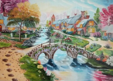 Pittura intitolato "FAIRY VILLAGE" da Plakhotnyk Nataliia, Opera d'arte originale, Olio