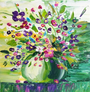 Pintura intitulada "Floral idea" por Plakhotnyk Nataliia, Obras de arte originais, Acrílico
