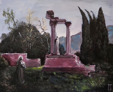 Painting titled "Ruines" by Pierre-Louis Calatayud (PL artwork), Original Artwork, Acrylic Mounted on Wood Stretcher frame