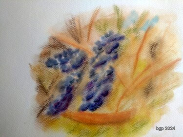 Pintura intitulada "Fruits de troene" por Bernadette Grelier, Obras de arte originais, Pastel