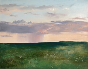Картина под названием "Pink rain original…" - Полина Куприянова, Подлинное произведение искусства, Масло Установлен на Дерев…