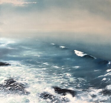 Peinture intitulée "Fog in the ocean oi…" par Polina Kupriianova, Œuvre d'art originale, Huile Monté sur Châssis en bois