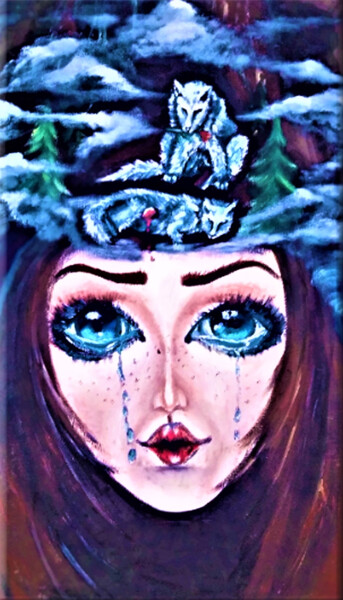 绘画 标题为“The soul is crying.…” 由Prosto Nastasya, 原创艺术品, 油 安装在木质担架架上