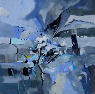 Malerei mit dem Titel "Blue landscape" von Pol Ledent, Original-Kunstwerk, Öl Auf Keilrahmen aus Holz montiert