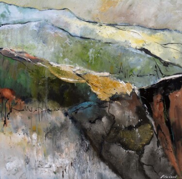 제목이 "Tectonic"인 미술작품 Pol Ledent로, 원작, 기름 나무 들것 프레임에 장착됨
