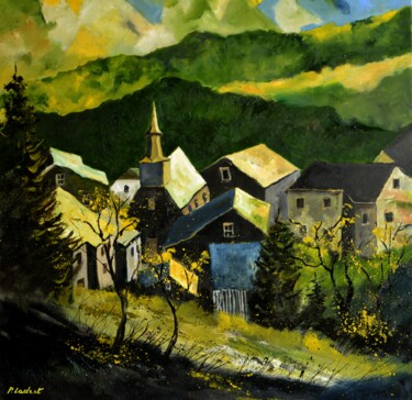 Pintura titulada "A village in my cou…" por Pol Ledent, Obra de arte original, Oleo Montado en Bastidor de camilla de madera