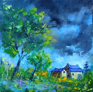 Painting titled "Before the storm" by Pol Ledent, Original Artwork, Oil Mounted on Wood Stretcher frame