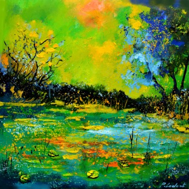 Pintura titulada "Green pond" por Pol Ledent, Obra de arte original, Oleo Montado en Bastidor de camilla de madera