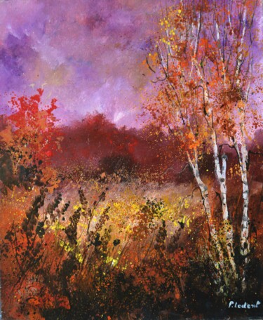 제목이 "Aspen trees 5623"인 미술작품 Pol Ledent로, 원작, 기름 나무 들것 프레임에 장착됨