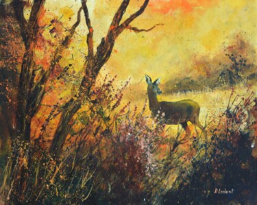 Картина под названием "A doe in autumn" - Pol Ledent, Подлинное произведение искусства, Масло Установлен на Деревянная рама…