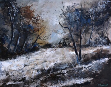 Ζωγραφική με τίτλο "Winter in the wood…" από Pol Ledent, Αυθεντικά έργα τέχνης, Λάδι Τοποθετήθηκε στο Ξύλινο φορείο σκελετό