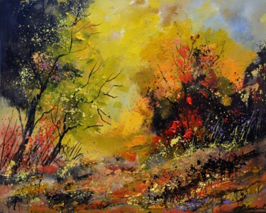 Pintura intitulada "Autumn in the wood…" por Pol Ledent, Obras de arte originais, Óleo Montado em Armação em madeira