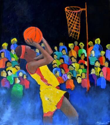 Pittura intitolato "Playing basketball" da Pol Ledent, Opera d'arte originale, Olio Montato su Telaio per barella in legno