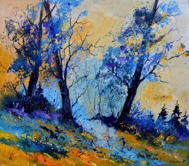 Painting titled "Magic trees" by Pol Ledent, Original Artwork, Oil Mounted on Wood Stretcher frame