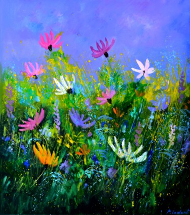 Картина под названием "Garden flowers   78" - Pol Ledent, Подлинное произведение искусства, Масло Установлен на Деревянная р…