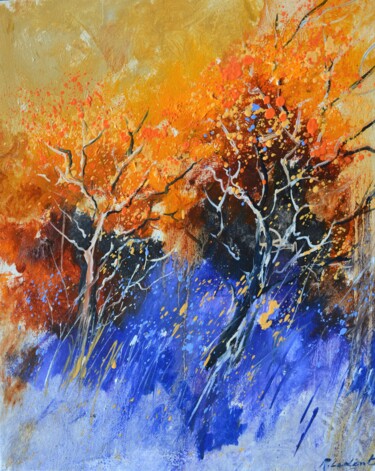 Peinture intitulée "Just two trees" par Pol Ledent, Œuvre d'art originale, Huile Monté sur Châssis en bois