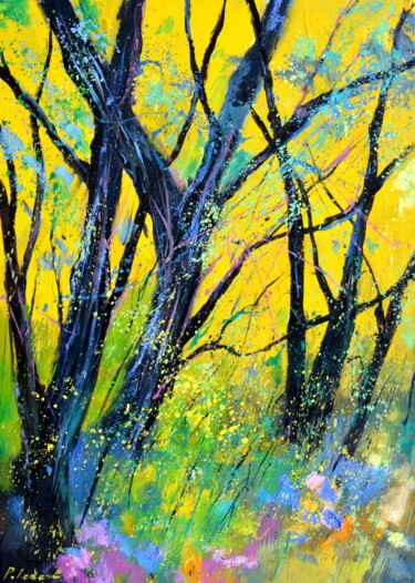 Painting titled "Fairies waiting pla…" by Pol Ledent, Original Artwork, Oil Mounted on Wood Stretcher frame