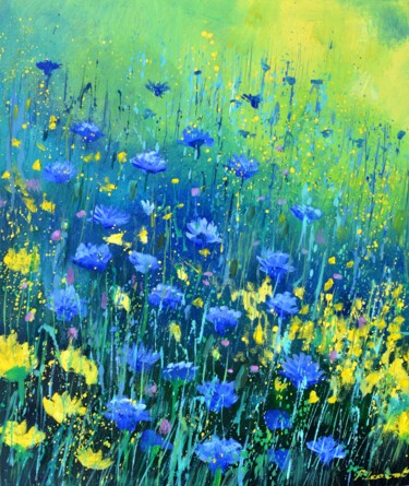 Painting titled "Blue and yellow wil…" by Pol Ledent, Original Artwork, Oil Mounted on Wood Stretcher frame